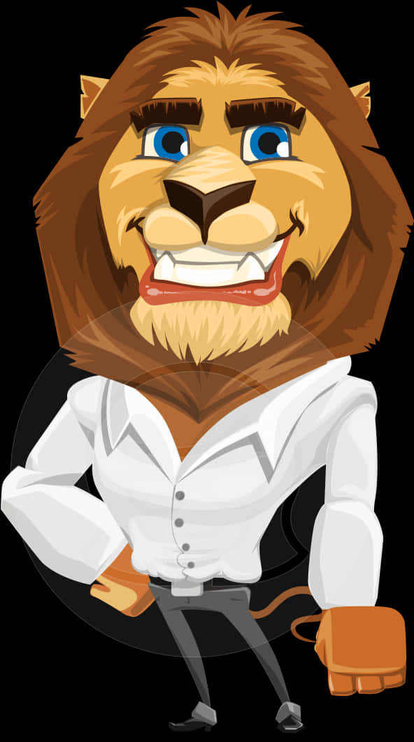 Stylish Cartoon Lion Character PNG