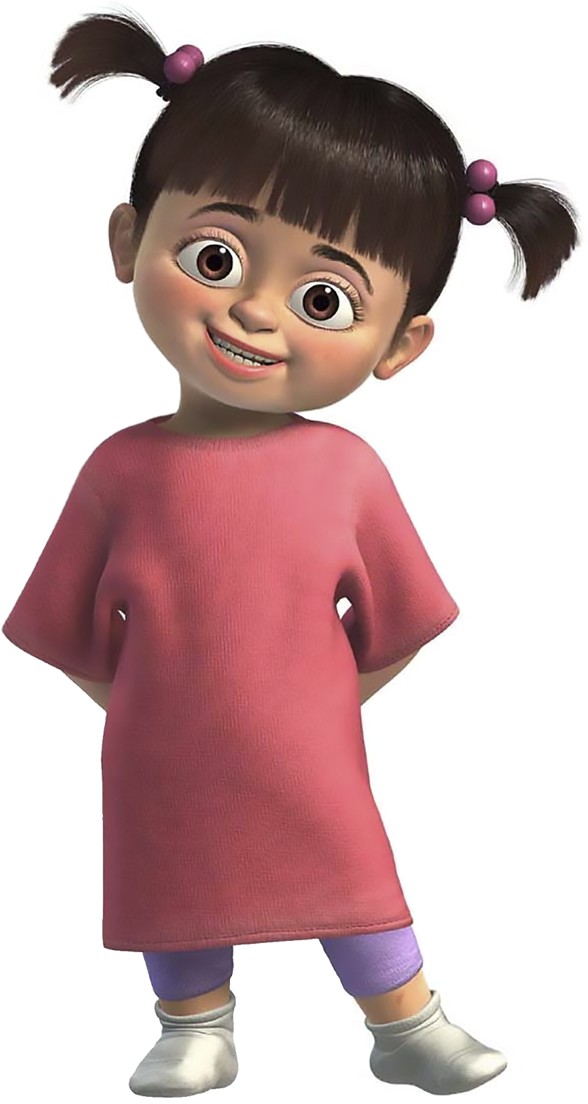 Animated Little Girl Pink Dress PNG