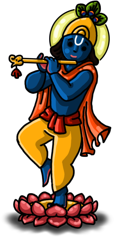 Animated Lord Krishna Playing Flute PNG