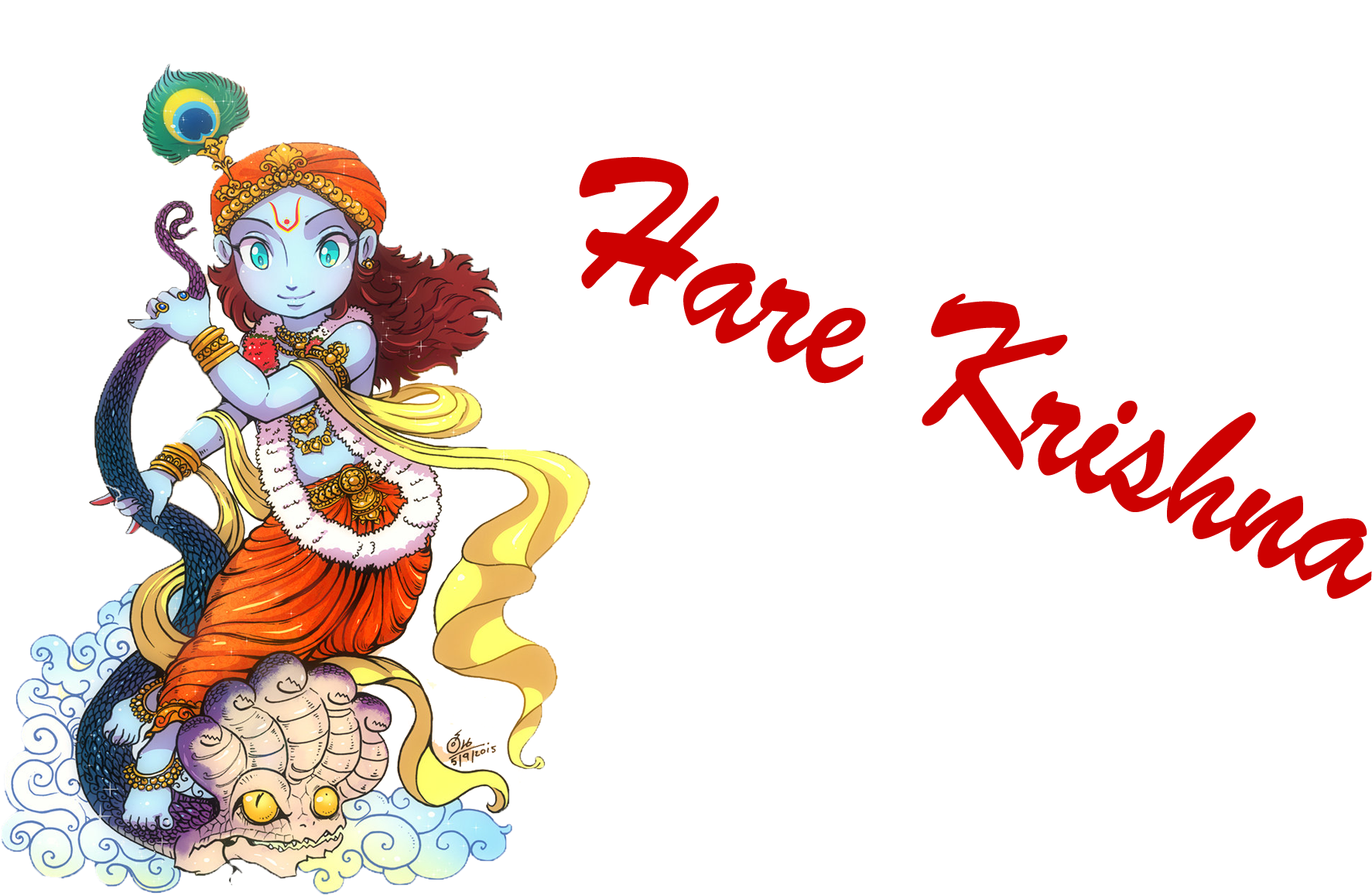 Animated Lord Krishnawith Flute PNG