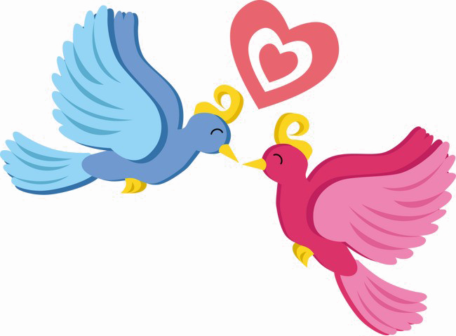 Animated Love Birds With Heart PNG