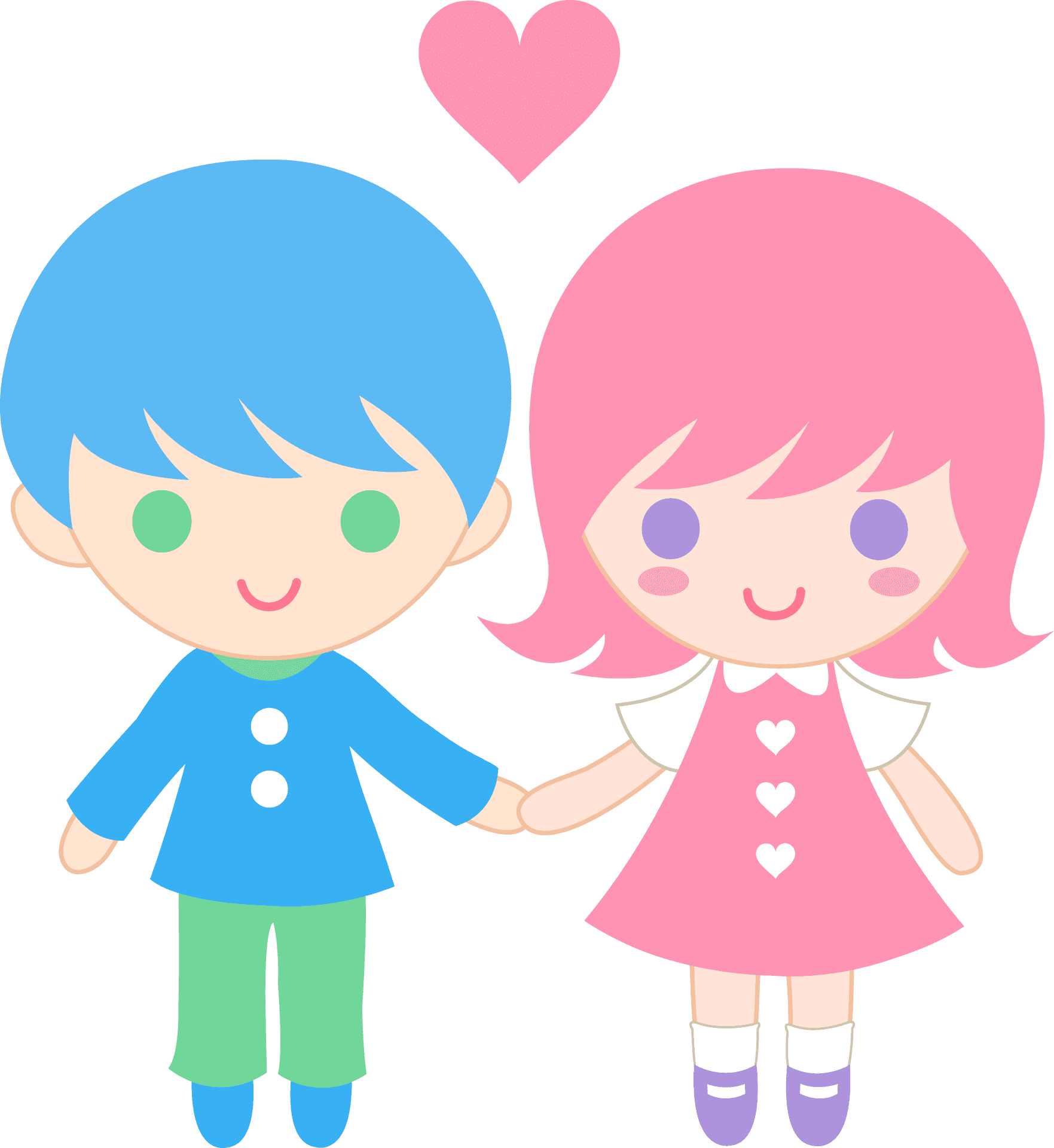 Animated Love Couple Holding Hands PNG