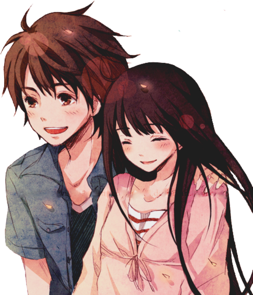 Animated Love Couple Smiling Together PNG