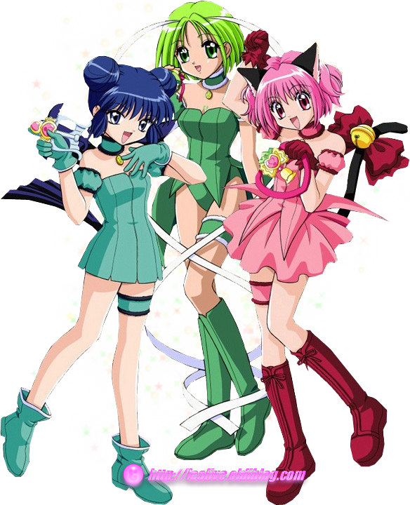 Animated Magical Girls Group Pose PNG