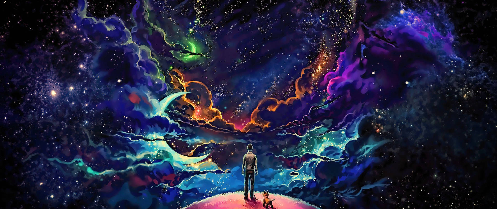 Stunning Animated Man in a Galaxy Wallpaper