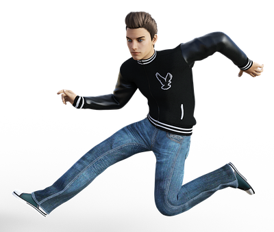 Animated Man Running Action Pose PNG