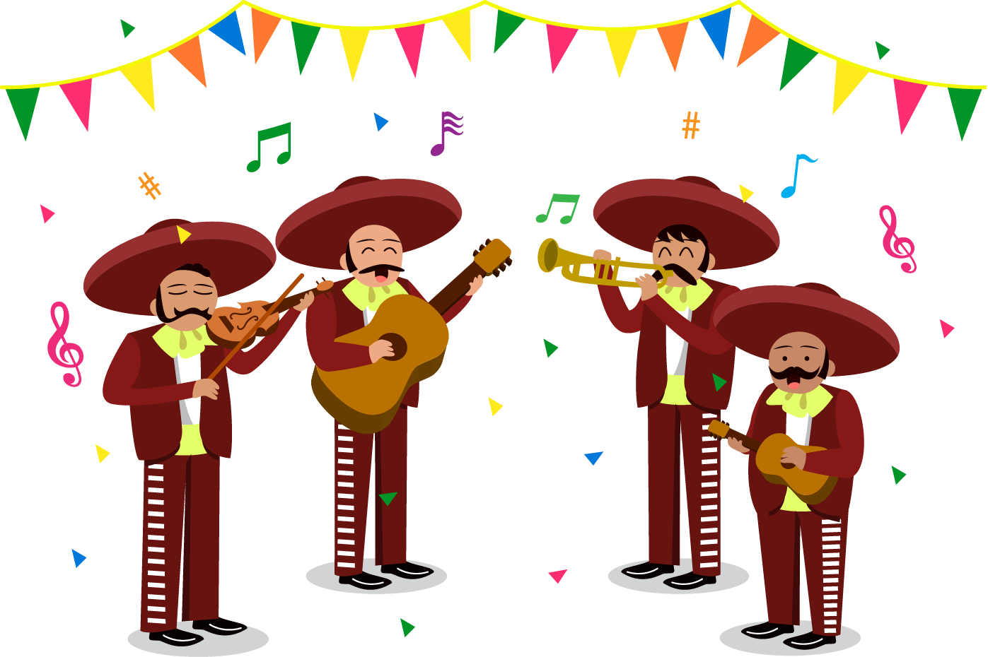 Animated Mariachi Band Celebration PNG