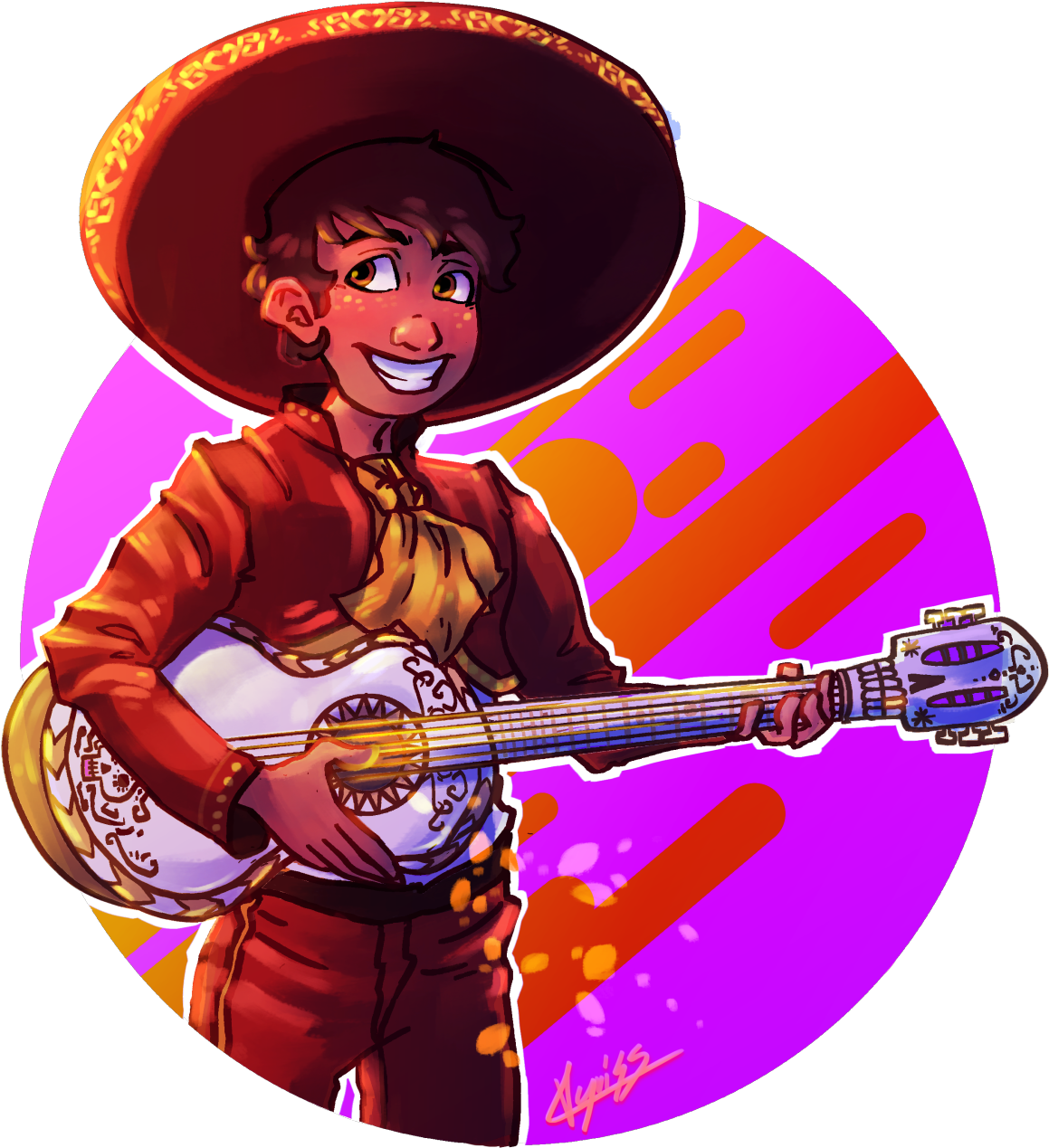 Download Animated Mariachi Guitar Player | Wallpapers.com