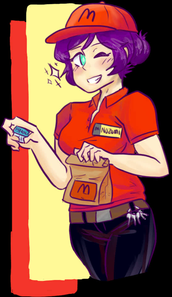 Animated Mc Donalds Employee Artwork PNG