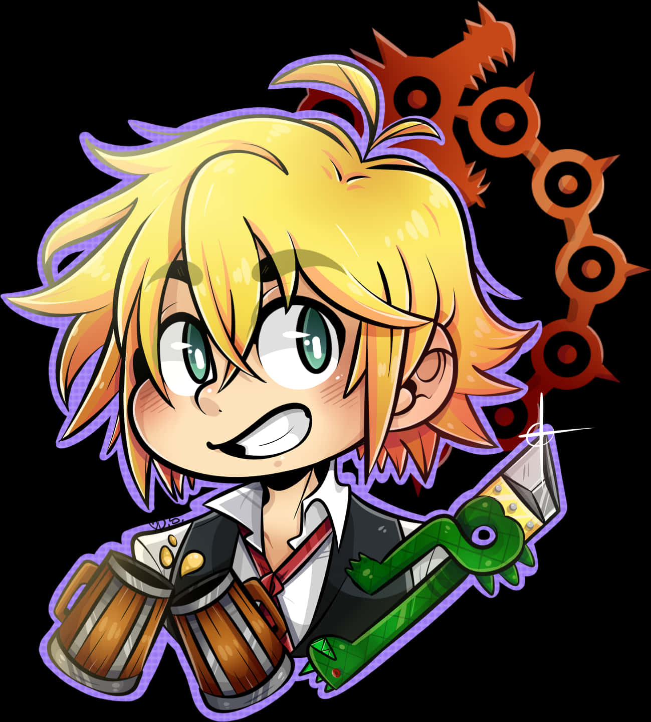 Animated Meliodaswith Demon Sword PNG