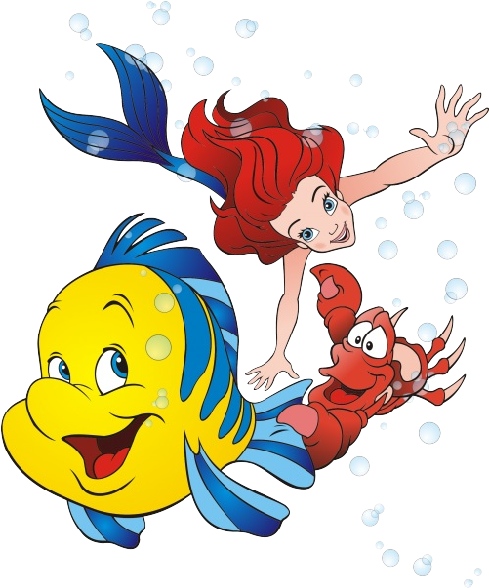 Animated Mermaidand Friends Clipart PNG