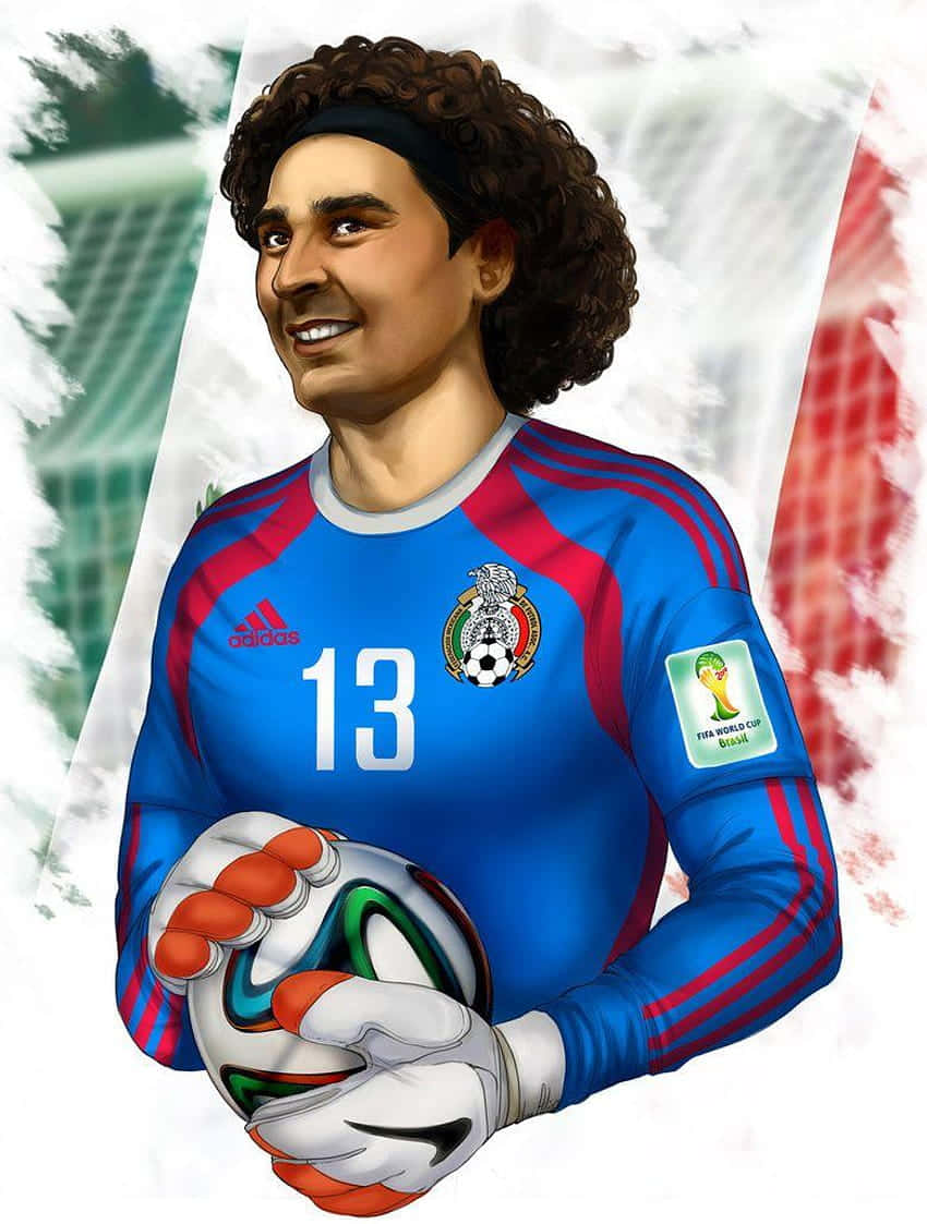 Animated Mexican Goalkeeper Illustration Wallpaper