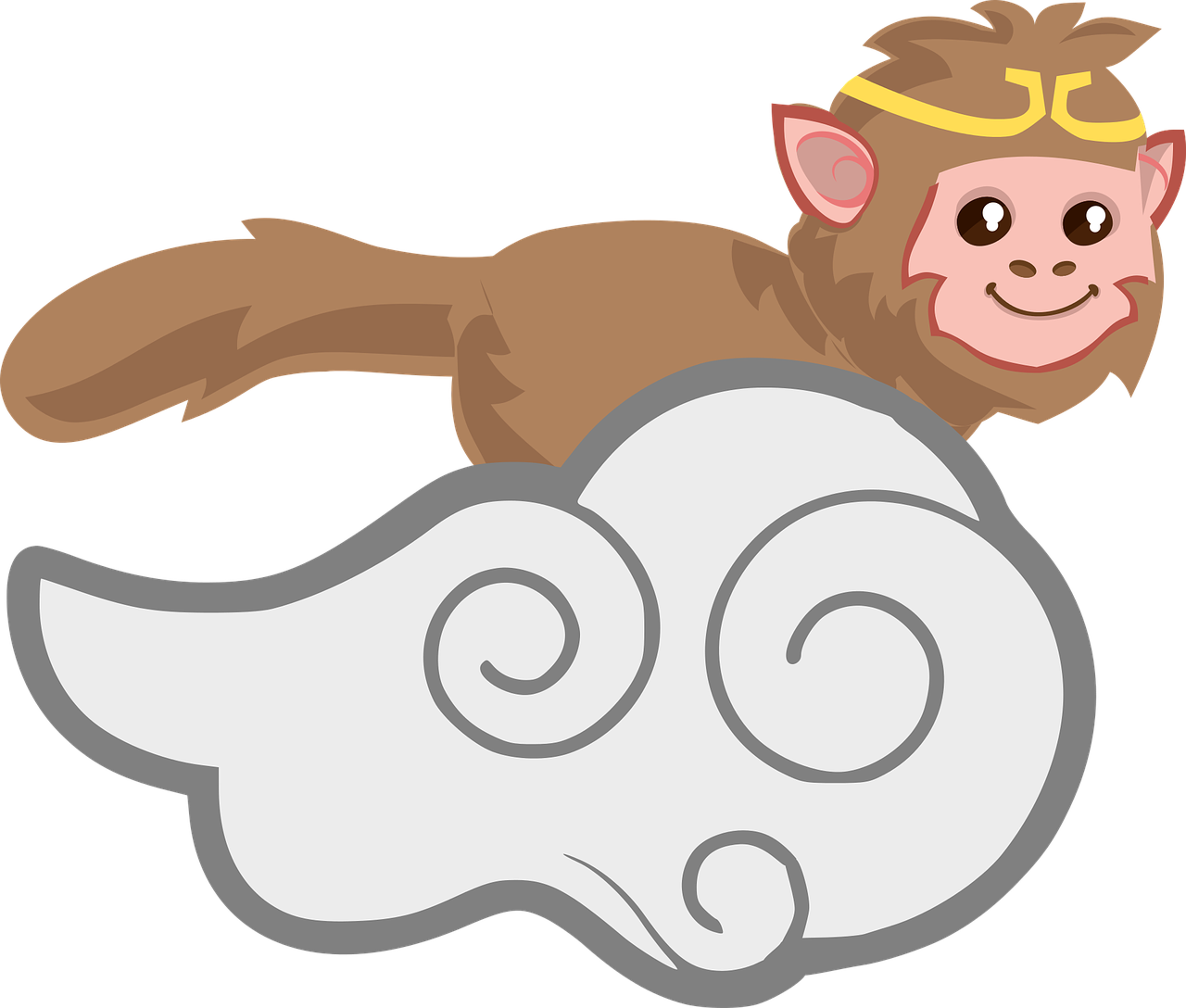 Animated Monkey Cloud Travel PNG