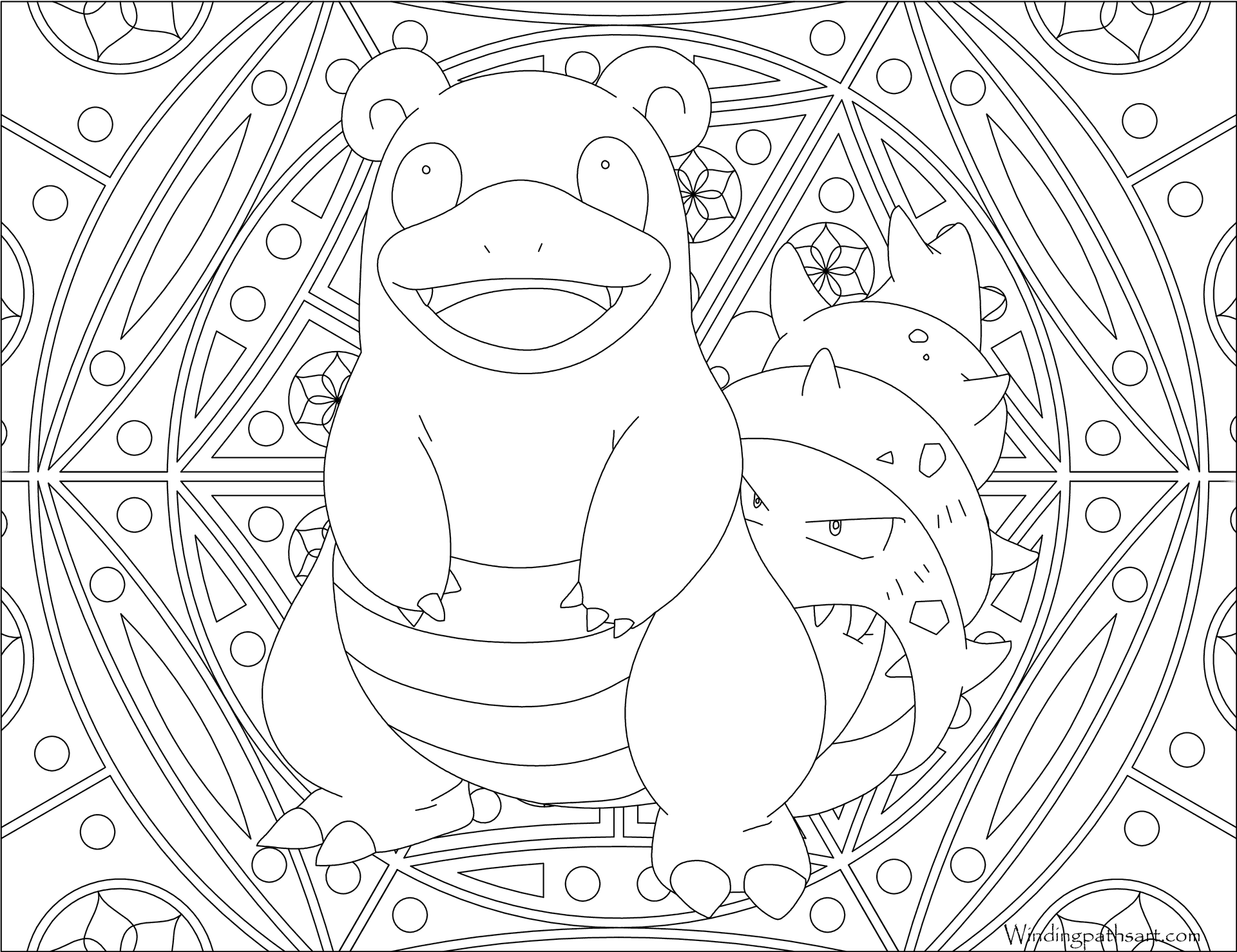 Animated Monsters Coloring Page PNG