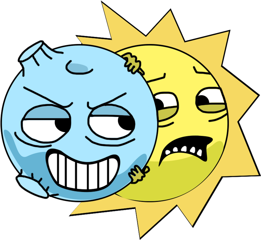 Animated Moonand Sun Characters PNG