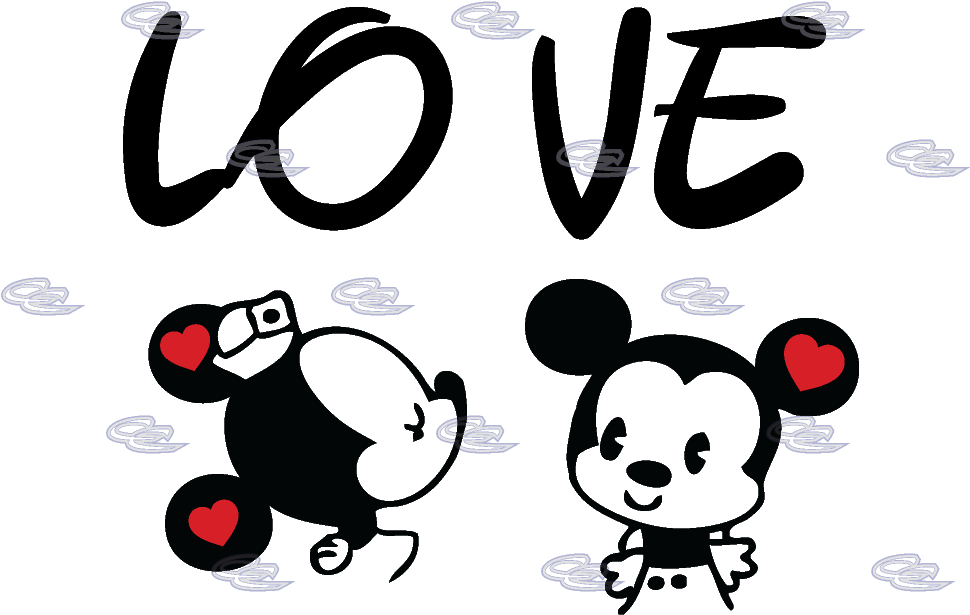 Animated Mouse Charactersin Love PNG