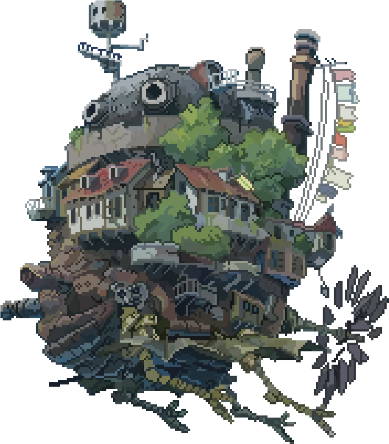 Animated Moving Castle Pixel Art PNG