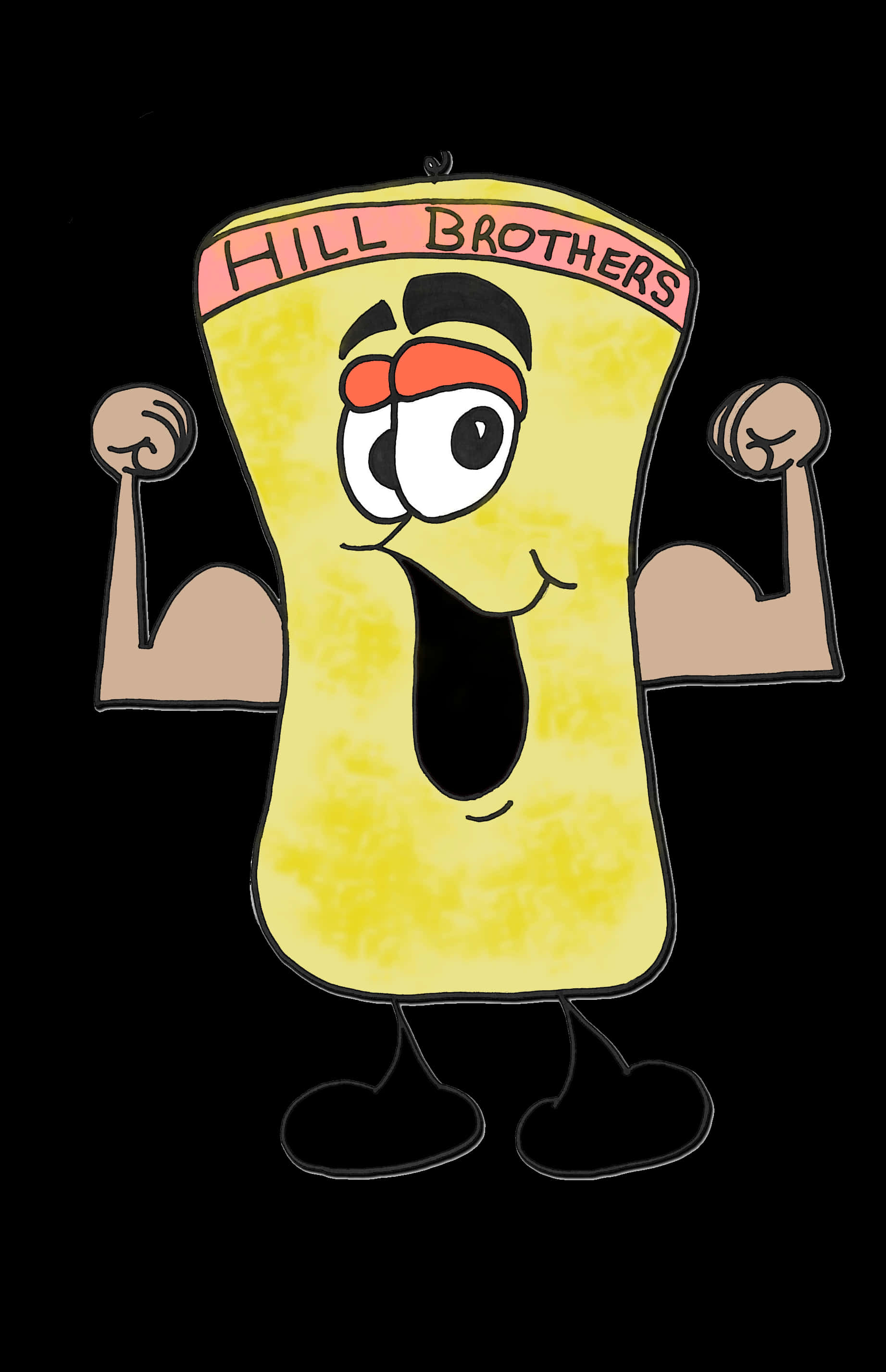Animated Muscle Sponge Character PNG