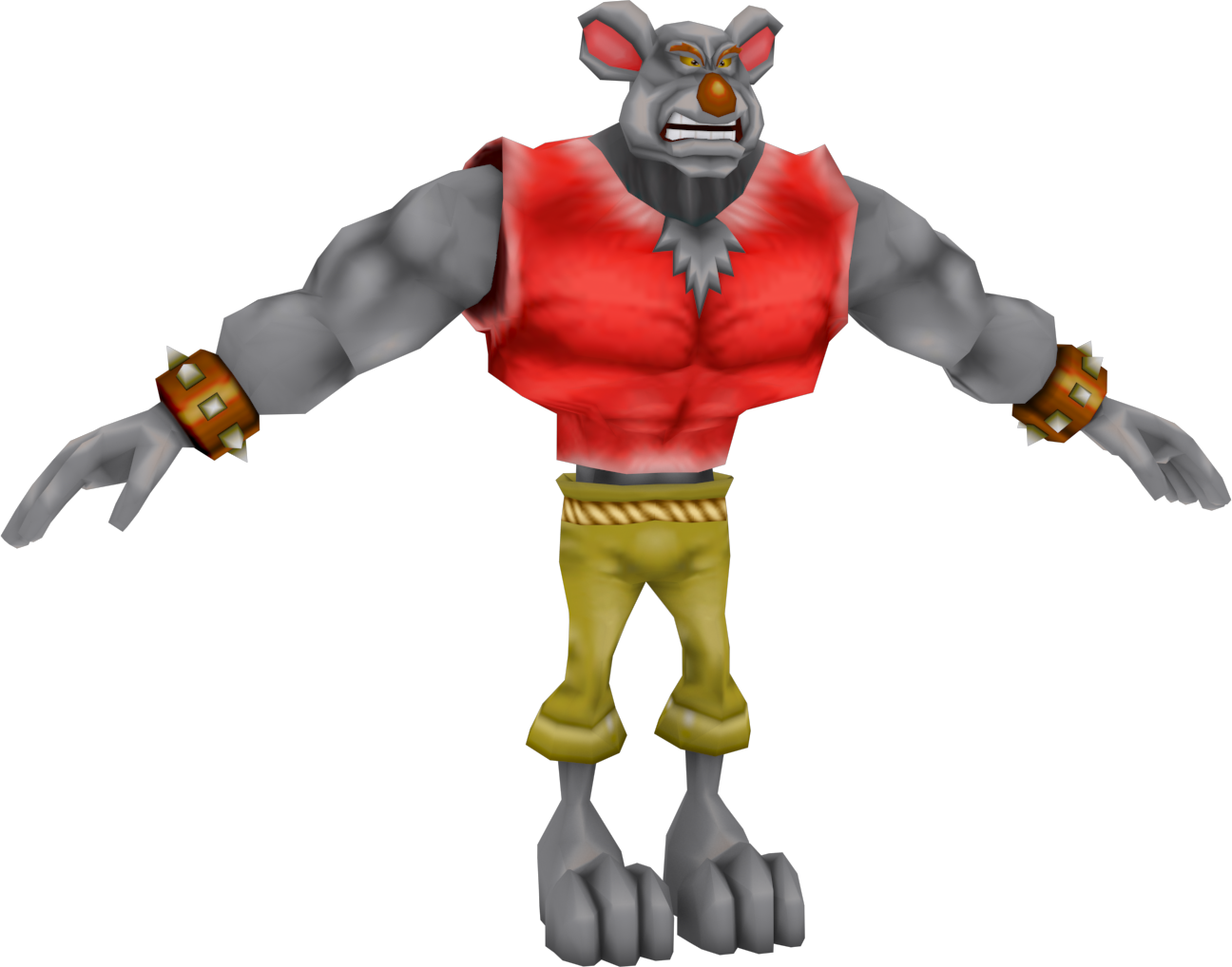 Animated Muscular Character Red Vest PNG
