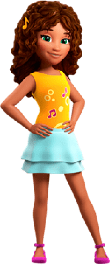Animated Music Loving Girl PNG