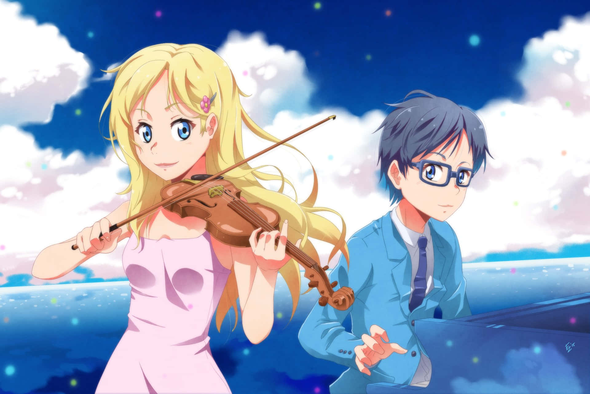 Musiciens Animés Sous Un Ciel Bleu Fond d'écran