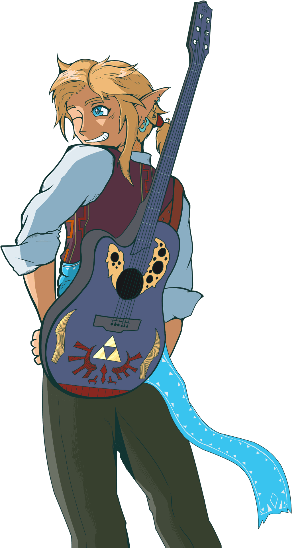 Animated Musicianwith Guitar PNG