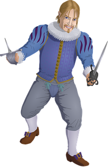 Animated Musketeer Dual Swords PNG