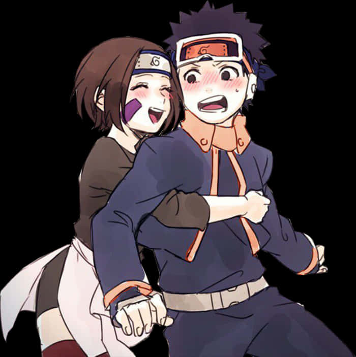 Animated Narutoand Rin Hug PNG