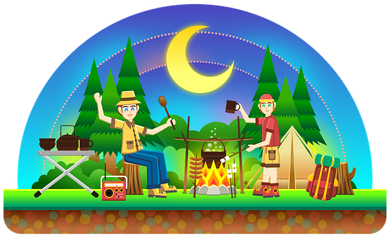 Animated Nighttime Camping Adventure PNG