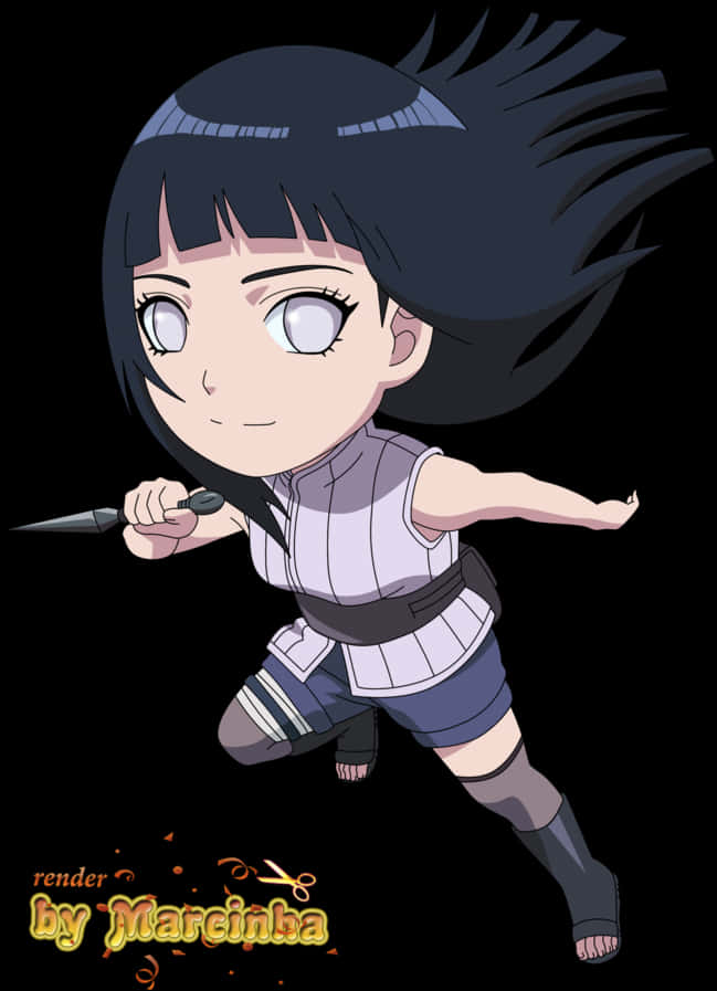 Animated Ninja Girl Action Pose PNG