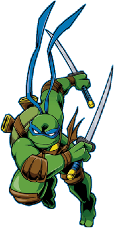Animated Ninja Turtle With Swords PNG