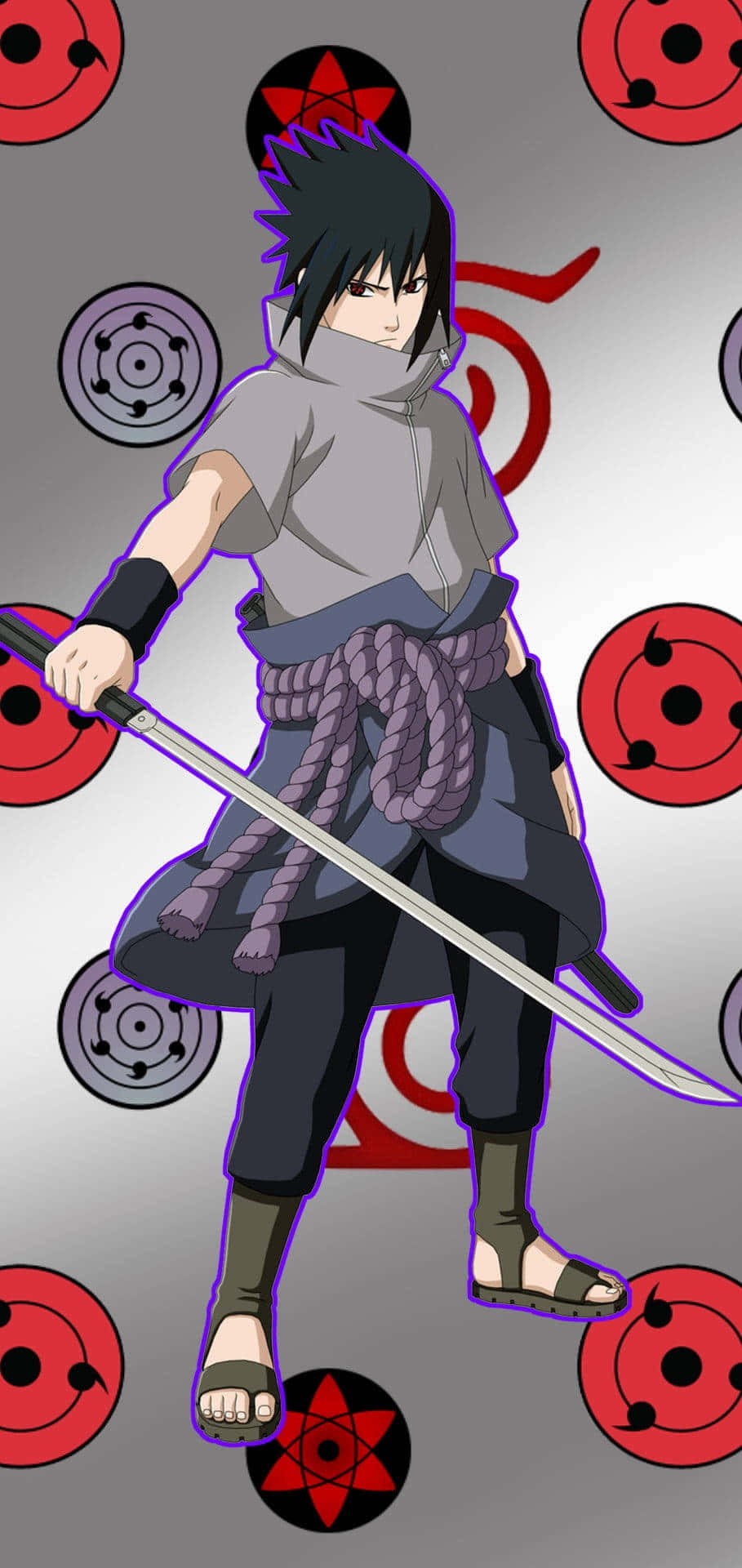 Animated Ninja Warrior Sasukewith Sword Wallpaper