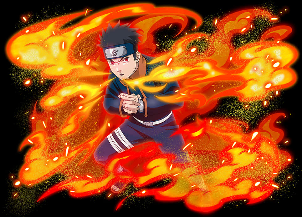 Animated Ninjawith Fire Technique PNG