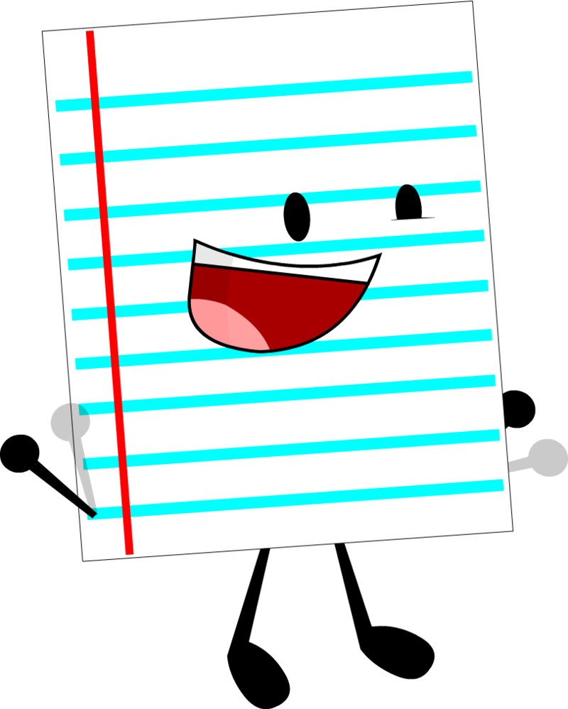 Animated Notebook Paper Character Smiling PNG
