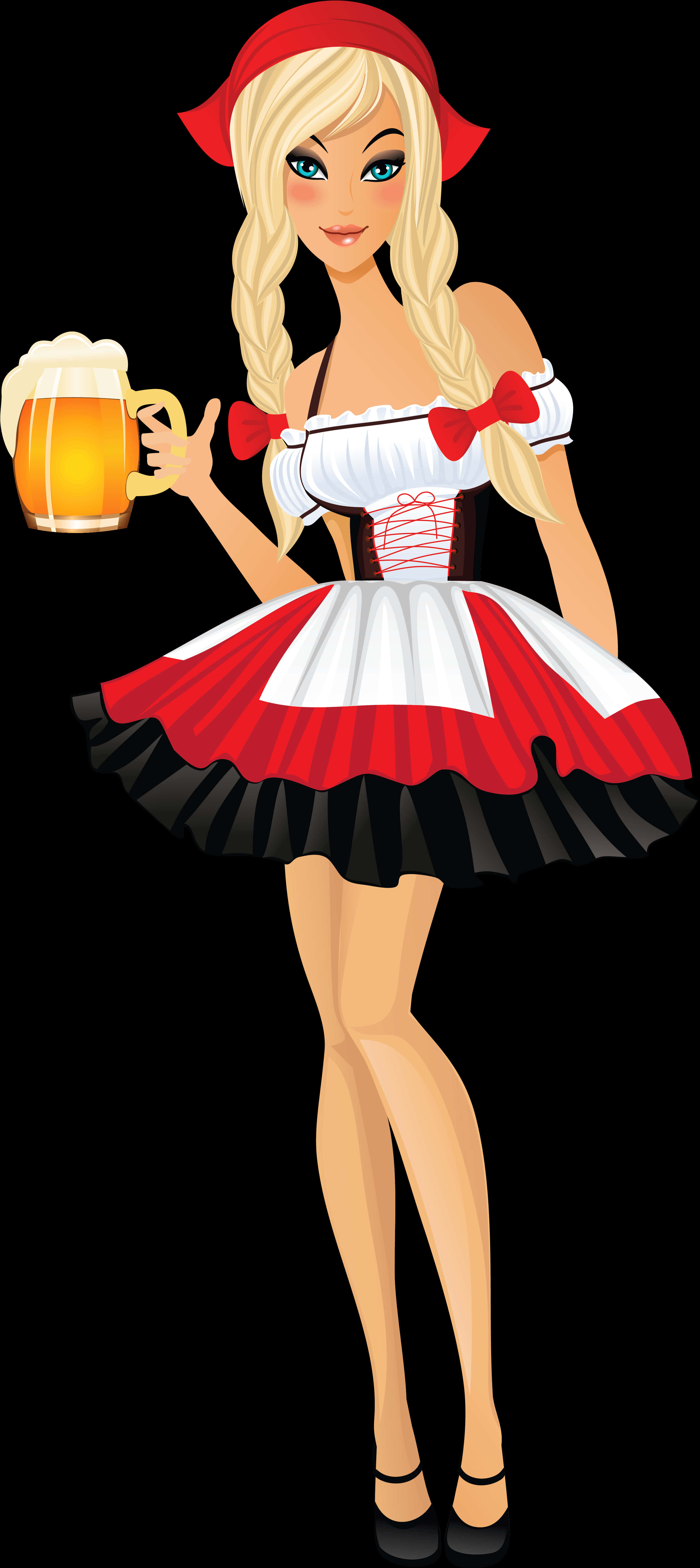 Animated Oktoberfest Girl Holding Beer PNG