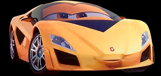 Animated Orange Sports Car Character PNG