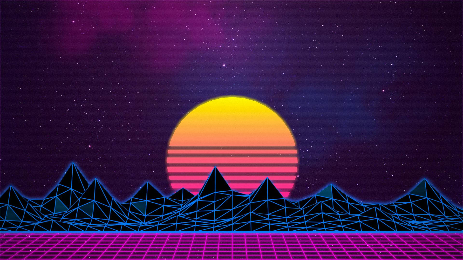 Animated Outrun Collage Wallpaper