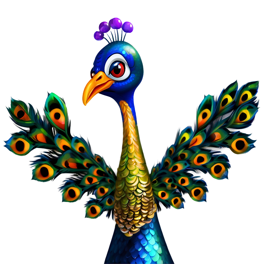 Download Animated Peacock Character Png Ykv | Wallpapers.com