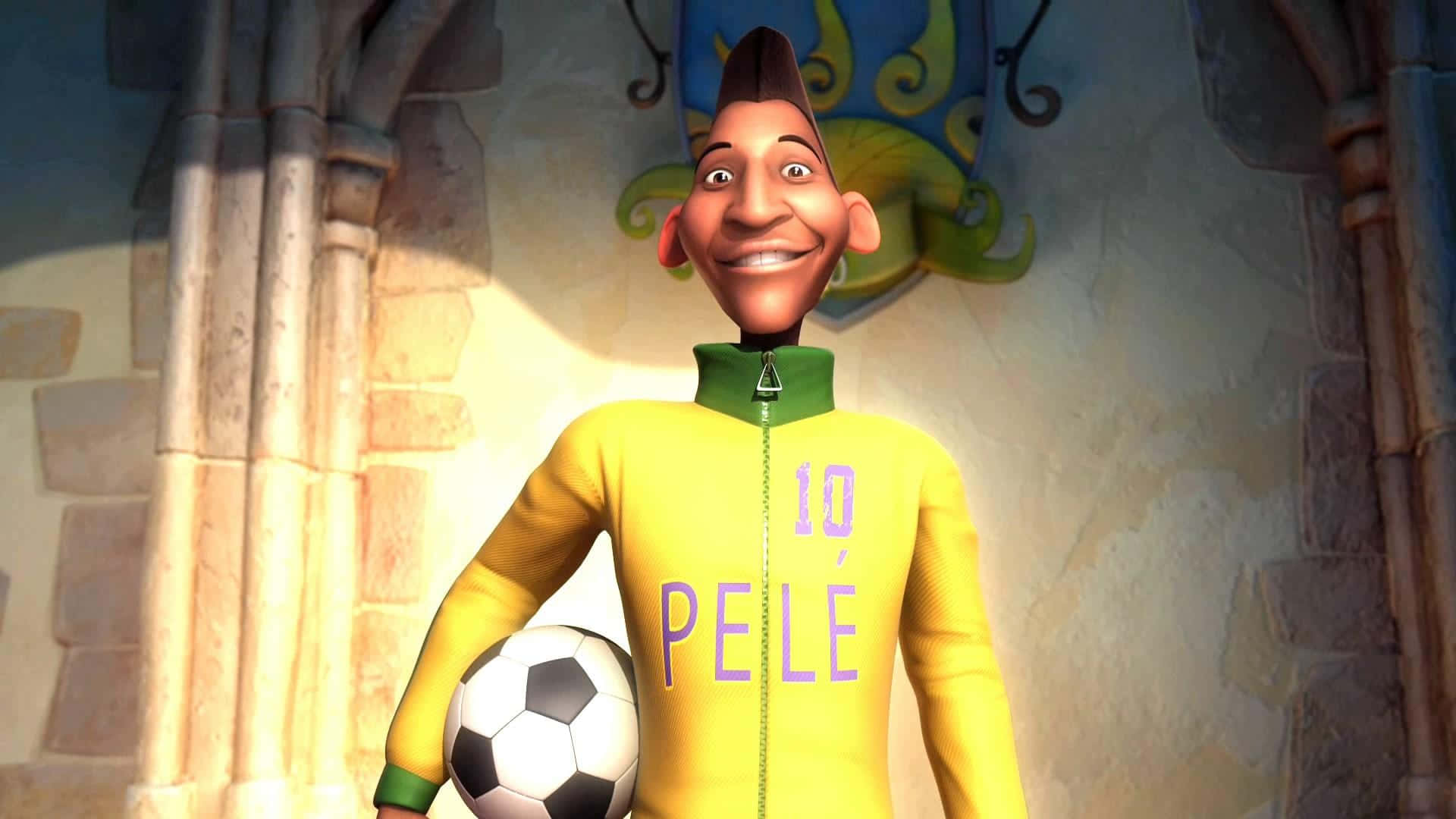 Animated Pelewith Soccer Ball Wallpaper