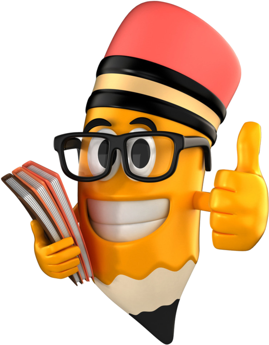 Animated Pencil Character Thumbs Up PNG