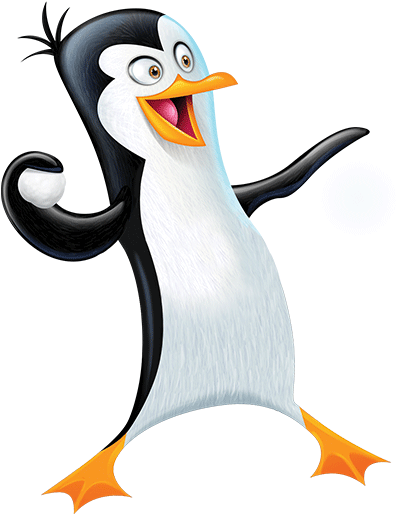 Animated Penguin Character Waving PNG