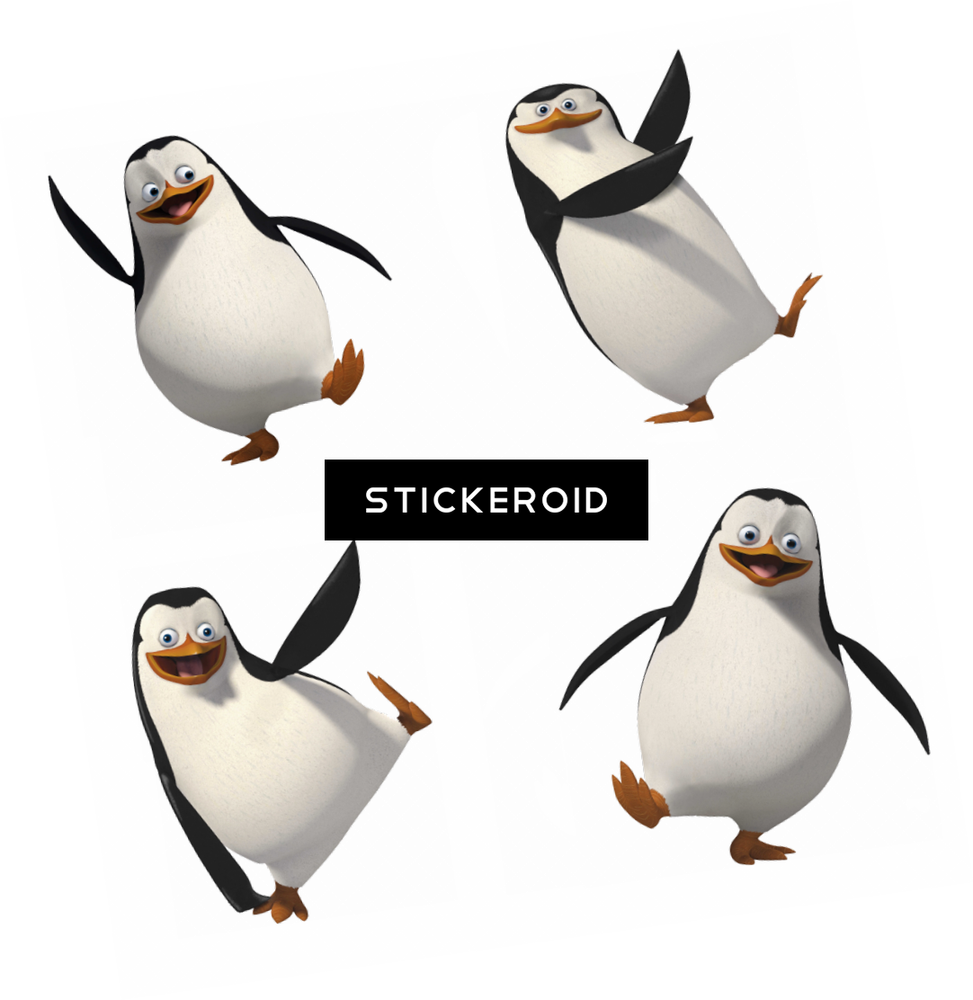 Animated Penguin Poses Collage PNG