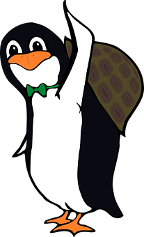 Animated Penguin Wavingwith Backpack PNG