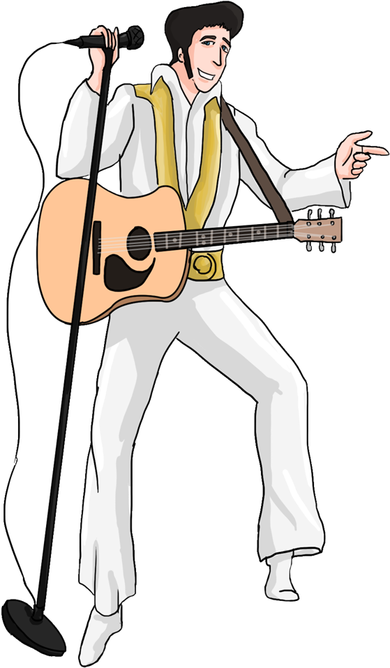 Animated Performer With Guitarand Microphone PNG