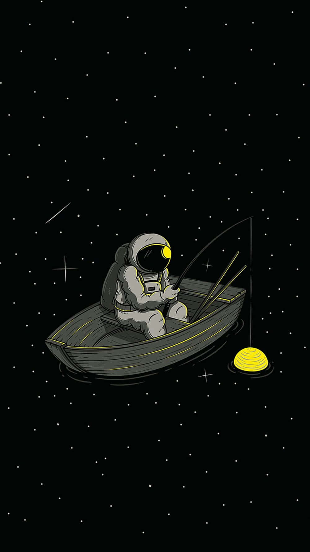 An Astronaut Is Fishing In A Boat Wallpaper