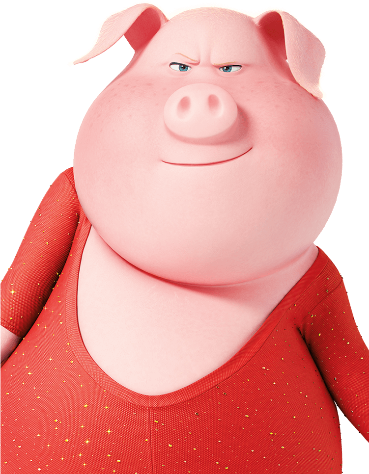 Animated Pig Character Red Shirt PNG