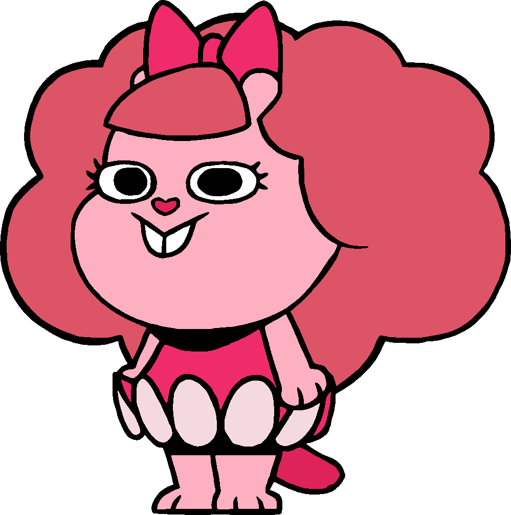 Animated Pink Character With Bow PNG