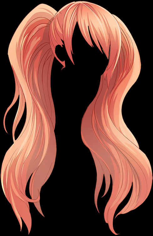 Animated Pink Hair Wig Design PNG
