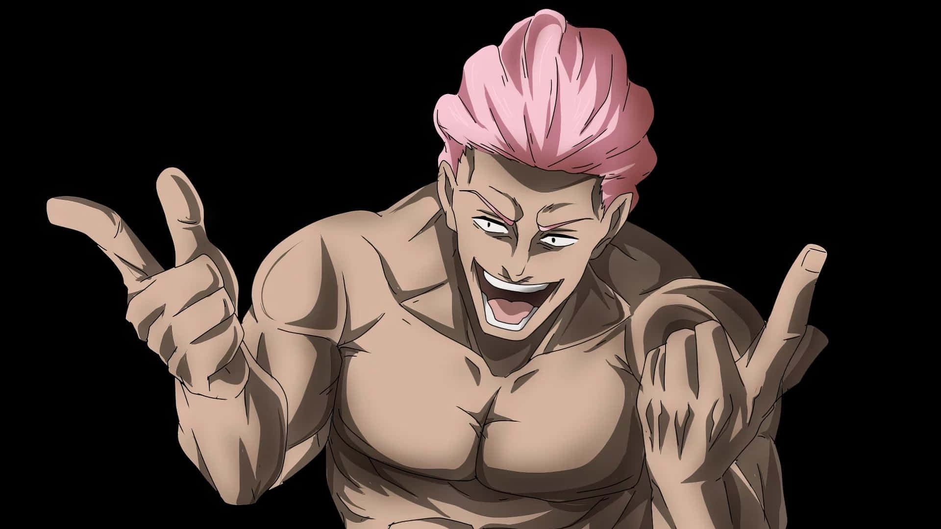 Animated Pink Haired Character Gesture Wallpaper