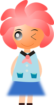 Animated Pink Haired Girl Character PNG